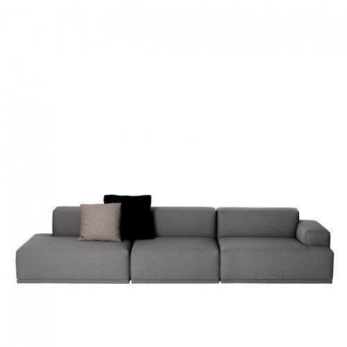 Muuto Connect Lounge 3-Sitzer Sofa, dunkelgrau Steelcut Trio 153 326x92cm ohne Dekokissen