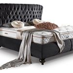 Polsterbett Bett mit Bettkasten 180x200 Schwarz Basel Taschenfederkernmatratze Velourstoff Luxusbett