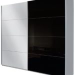 Rauch Schwebetürenschrank mit Spiegel 2-türig , Glasabsetzungen Schwarz, BxHxT 270x210x62 cm