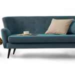 Retro Vintage 3er 3-Sitzer Couch Sofa Garnitur BAMBI 180 x 83 x 83 cm in türkis / petrol