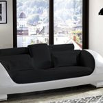 SAM® Design Couch, 3-Sitzer, 230 cm Länge, in schwarz weiß mit bequemen verstellbaren Kopfstützen, Polstercouch mit Samolux®-Bezug, mit edlen chromfarbenen Füßen [53262535]