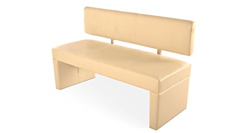 SAM® Esszimmer Sitzbank Sandra, 164 cm, in creme, Sitzbank mit Rückenlehne aus Samolux®-Bezug, angenehmer Sitzkomfort, frei im Raum aufstellbare Bank