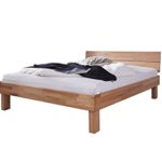 SAM® Massiv-Holzbett 140x200 cm Elisa, Bett aus geölter Kernbuche, geschlossenes Kopfteil, natürliche Maserung