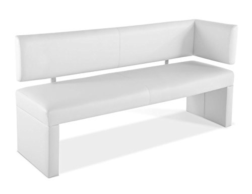 SAM Esszimmer Ottomane Laselena, 150 cm, weiss, Sitzbank mit Rückenlehne aus Samolux®-Bezug, frei im Raum aufstellbare Bank