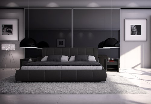 SAM® Polsterbett Innocent Designbett Latina, 160 x 200 cm in schwarz, Kopfteil im modernen abgesteppten Design, Bettgestell auch als Wasserbett geeignet