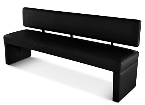 SAM® Esszimmer Sitzbank Sofia, 200 cm, in schwarz, Sitzbank mit Rückenlehne aus Samolux®-Bezug, angenehmer Sitzkomfort, frei im Raum aufstellbare Bank