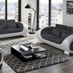 SAM Garnitur Vigo 2 teilig , schwarz / weiß, Couch aus Kunstleder