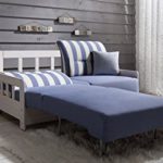 Schlafsofa CAMPUS Blau Weiss Stoff Sofa Couch Massiv Holz Schlafcouch Bettfunktion