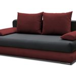 Schlafsofa Celino in grau / rot mit Bettfunktion und Staukasten - Abmessungen: 205 x 95 cm (B x T)