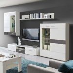 Schrankwand in Hochglanz Weiß Grau (4-teilig) Pharao24