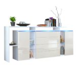Sideboard Kommode Lissabon V2, Korpus in Weiß matt / Front in Creme Hochglanz Sideboard Kommode Lissabon V2, Korpus in Weiß matt / Front in Creme Hochglanz
