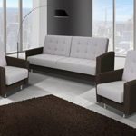 Sofa-Set Aurea in braun und weiß mit Staukasten und Bettfunktion inkl 2 Sessel