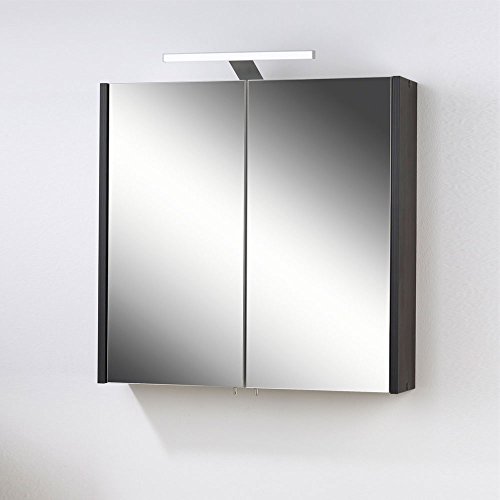 Spiegelschrank mit Schalter und Steckdose Schwarz Weiß Pharao24
