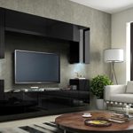 TV Wohnwand Mediawand in schwarz mit LED Concept 1-Hochglanz schwarz