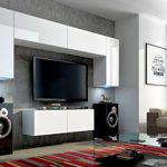 TV Wohnwand Mediawand in weiß mit LED Concept 2-Hochglanz weiß