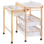 TecTake Wickelkommode mit Badewanne mit Ablagefächer und Wickelauflage