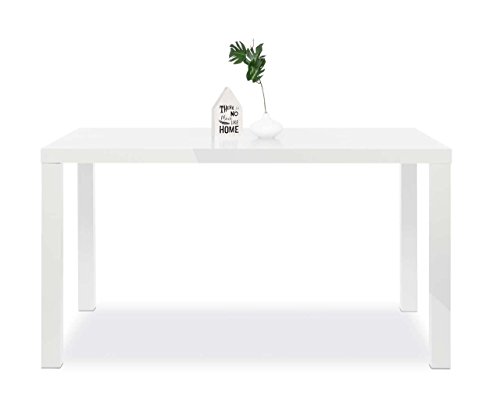 Tisch, Esstisch, Esszimmertisch, Küchentisch, Schreibtisch, Computertisch, Bürotisch, Multifunktionstisch, weiß, Hochglanz, rechteckig, 140 x 80 cm