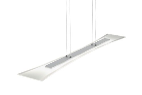 Trio-Leuchten LED-Pendelleuchte Aluminium gebürstet, Glas weiß satiniert/Rand klar, inklusiv 4x 5W LED, Breite: 100 cm, Höhe: 120 cm 322510406
