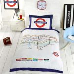 Underground London Tube Einzelbett Bettbezug und Kissenbezüge Bettwäsche – Bettwäsche-Set, weiß