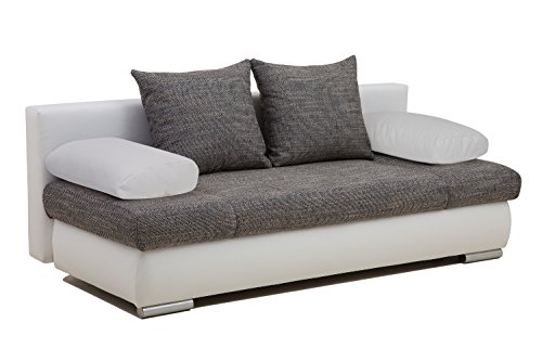 Vicco Schlafsofa Sofa Couch Chicago 200x95 Struktur PU Leder grau weiß Gästebett