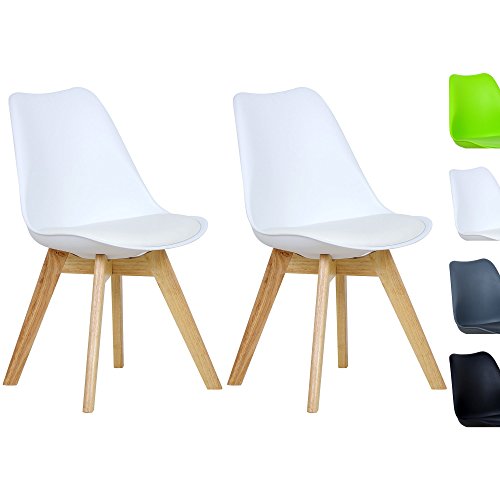 WOLTU BH29ws-2 2 x Esszimmerstühle 2er Set Esszimmerstuhl Design Stuhl Küchenstuhl Holz, Neu Design,Weiß