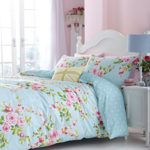 Superb Baumwolle einzeln rosa blau rose Blumenmuster Wende Billig Bettdecke schick Set