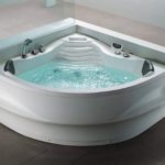 Whirlpool Badewanne St. Tropez mit 14 Massage Düsen + Heizung + Ozon Desinfektion + Unterwasser Beleuchtung / Licht + Wasserfall + Radio - Sprudelbad Hot Tub indoor / innen günstig