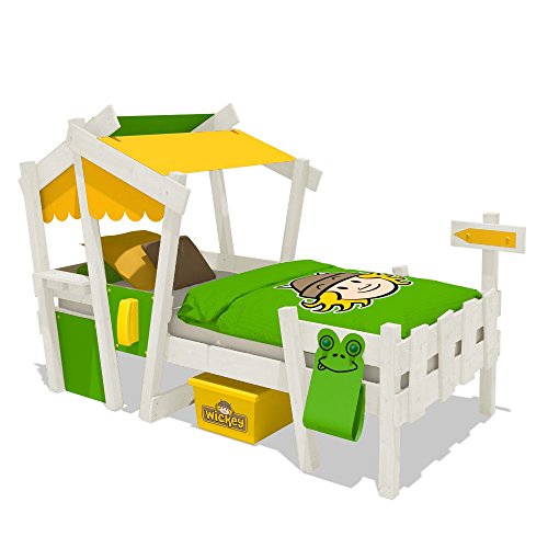 WICKEY Kinderbett CrAzY Candy Jugendbett 90x200cm mit Lattenboden, gelb-apfelgrün + weiße Farbe