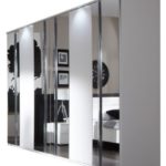 Wimex 734581 Kleiderschrank 270 x 210 x 58 cm mit 4 Spiegeltüren, Front und Korpus alpinweiß / Aufleistungen chrom glänzend