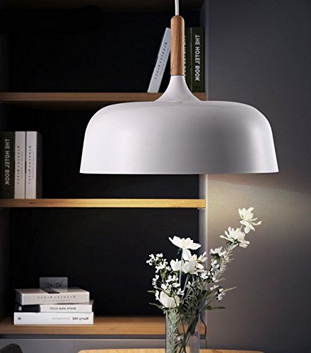 Wohnzimmer Schlafzimmer LED Hängeleuchte Pendelleuchte Lampenschirm Modern Vintage Metall Höhenverstellbar Hängeleuchte 1x E27 max. 60W, Ø 32 cm (Weiß)