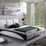 XXS® Möbel Design Bett Fun 200 x 200 cm weiß/schwarz Füße Chrom Farben pflegeleicht komfortable Rückenlehne modernes Design