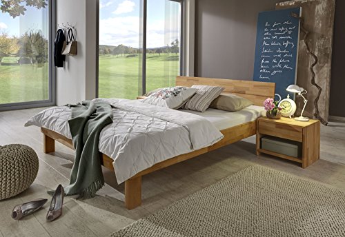 XXS® Möbel Designer Holzbett Evi 140 x 200 cm aus Kernbuche Massiv Holz geölt Bett