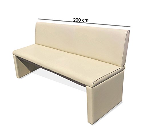 XXS® Sitzbank Family Cruse mit Rückenlehne aus Samolux®-Bezug, angenehmer Sitzkomfort, frei im Raum aufstellbare Bank in creme, 200 cm