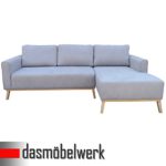 dasmöbelwerk Polsterecke Ecksofa Couch Eckcouch L-Form Sofa 2,55 m *Platin (Otomane/Reclair rechts)