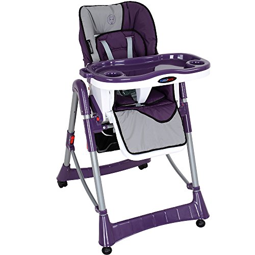 Kinderhochstuhl Babyhochstuhl mit Sicherheitsgurt-System, höhenverstellbar, klappbar, lila