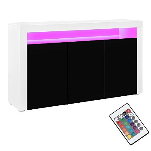 [neu.haus] Sideboard mit RGB-LED-Beleuchtung in schwarz hochglanz Kommode