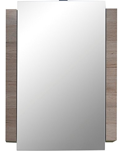 trendteam Badezimmer Spiegelschrank Spiegel Campus, 60 x 80 x 15 cm in Weiß, Eiche San Remo Dekor mit viel Stauraum