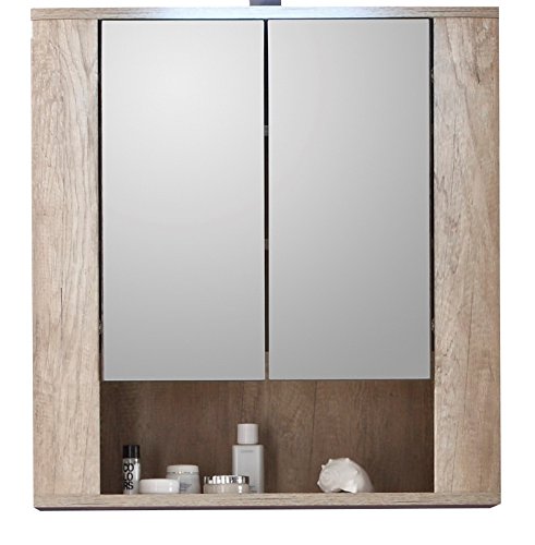trendteam Badezimmer Spiegelschrank Spiegel Star, 70 x 75 x 22 cm in Eiche Monument  Dekor, Absetzung Touchwood  Dunkelbraun ohne Beleuchtung