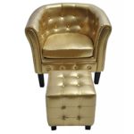vidaXL Edle Chesterfield Sessel Lounge Couch Sofa mit Sitzhocker Wohnzimmer GOLD