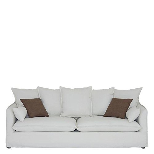 3-Sitzer Sofa Weiß Polyesterbezug 12x82x108 SH 43cm - Modell Cotti