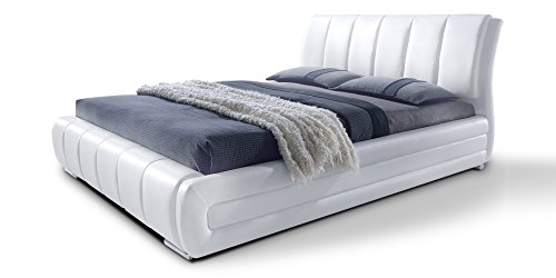 Polsterbett mit Lattenrost Designer Bett Danville weiß gesteppt Bettgestell Ehebett Doppelbett (180x200 cm)