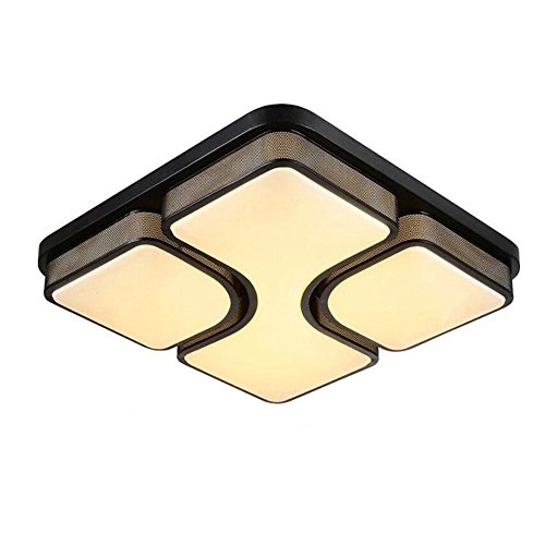 SAILUN 48W LED Modern Deckenleuchte Warmweiß Deckenlampe Panel Lampe Energiespar Licht für Wohnzimmer Wandlampe Acryl-Schirm lackierte Rahmen Durchbohrte Design 530*530*130mm Schwarz