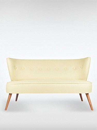 2-Sitzer Vintage Sofa Couch-Garnitur Brentwood creme 141 cm x 77 cm x 73 cm