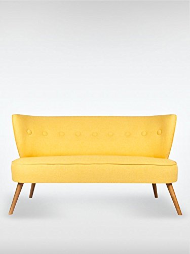 2-Sitzer Vintage Sofa Couch-Garnitur Brentwood gelb 141 cm x 77 cm x 73 cm