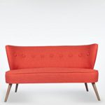 2-Sitzer Vintage Sofa Couch-Garnitur Brentwood rot 141 cm x 77 cm x 73 cm