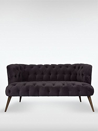 2-Sitzer Vintage Sofa Couch-Garnitur Palo Alto samtgrau 140 cm x 76 cm x 75 cm