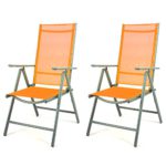 2er Set Klappstuhl Gartenstuhl Campingstuhl Liegestuhl – Sitzmöbel Garten Terrasse Balkon – klappbarer Stuhl aus Aluminium & Kunststoff - orange