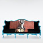3-Sitzer Vintage Sofa Couch-Garnitur 1960 bunt 195 cm x 98 cm x 85 cm
