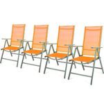 4er Set Klappstuhl Gartenstuhl Campingstuhl Liegestuhl – Sitzmöbel Garten Terrasse Balkon – klappbarer Stuhl aus Aluminium & Kunststoff - orange