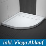 AQUABAD® Duschwanne Comfort Linea Flat 90x90cm Viertelkreis inkl. Viega Domoplex Ablauf waagerecht